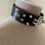 OBEY Spiked Leather Collar — Embossed, 14 Spikes