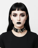 OBEY Spiked Leather Collar — Embossed, 14 Spikes