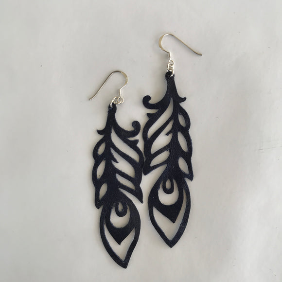 LEATHER EARRINGS PEACOCK