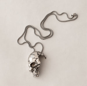 Half Skull Necklace on Chunky rope chain