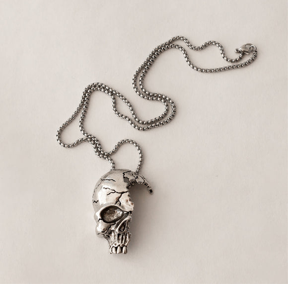 Half Skull Necklace on Chunky rope chain
